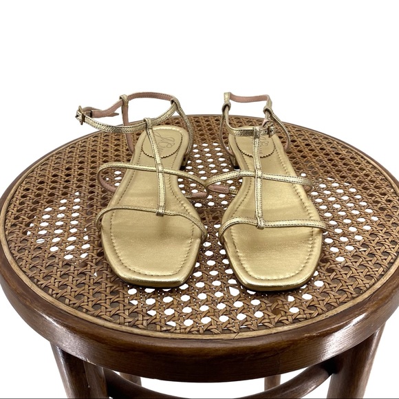 J Crew gold leather metallic open toe sandals